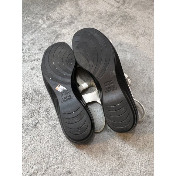 SAS Capri Comfort Women's White Leather Strappy Slingback Sandals Size 8 - Picture 9 of 10